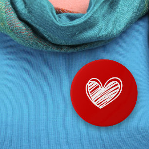 Niedlich Moderne Liebe Weißes Rotes Herz Romantisc Button