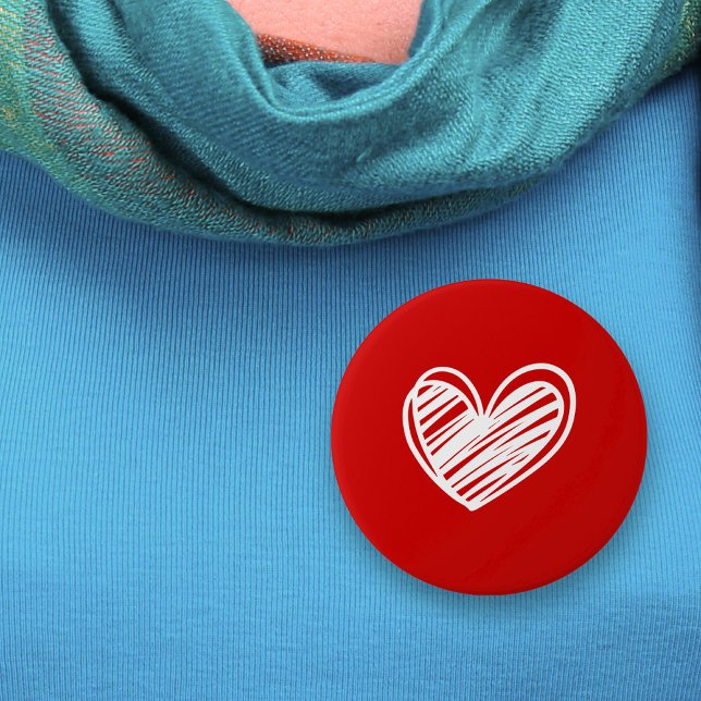 Niedlich Moderne Liebe Weißes Rotes Herz Romantisc Button (Von Creator hochgeladen)