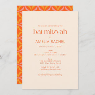 Niedlich moderne orange Retro Typografie Bat Mitzv Einladung