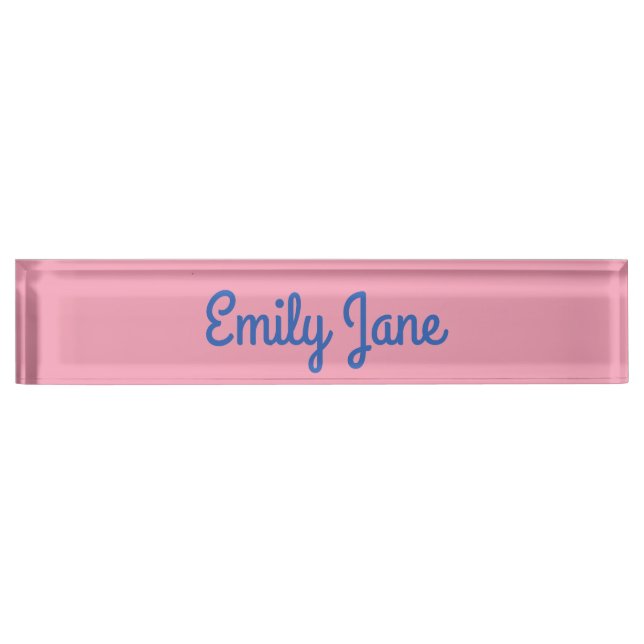 Niedlich Moderne Typografie Blau Pink Personalisie Namensplakette (Vorderseite)