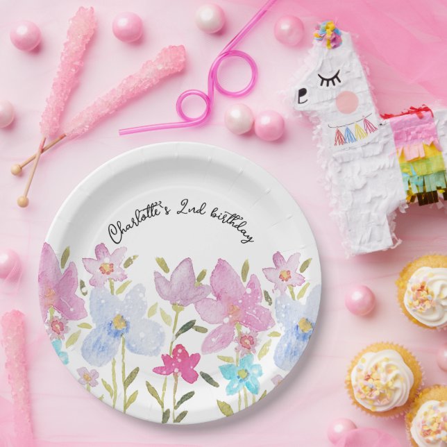 Niedlich Moderne Wildblumen im Wasserbereich Mit M Pappteller (Party)