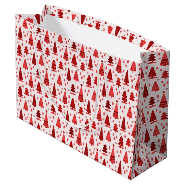 Niedlich Moderner Minimalistischer Weihnachtsbaum Große Geschenktüte (Rückseite Schrägansicht)