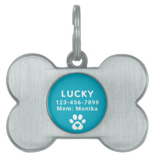 Niedlich Moderner Personalisierter Hund Name Blue Tiermarke