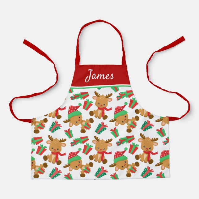 Niedlich Moderner Weihnachtsmann Personalisierter  Schürze (Vorderseite)