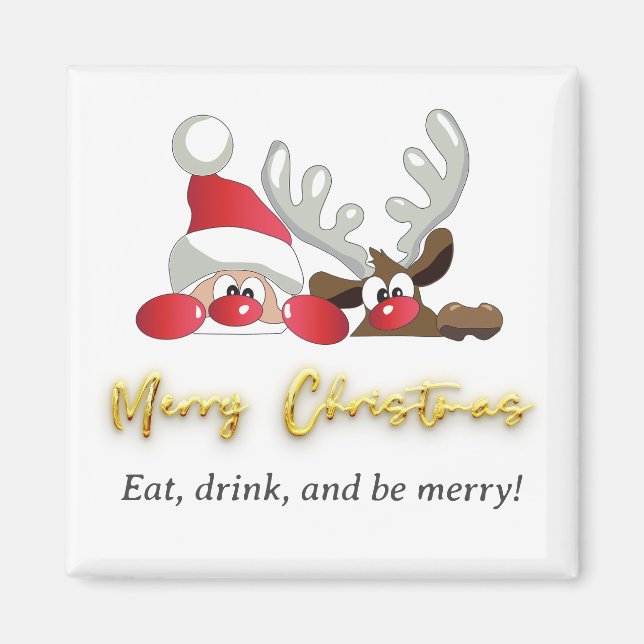 Niedlich Moderner Weihnachtsmann Reindeer Frohe We Magnet (Vorne)