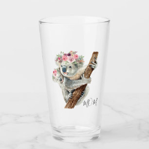 Niedlich Modernes Aquarell Floral Koala Personalis Glas