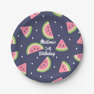 Niedlich Modernes blaues Wasser Wassermelone Pappteller