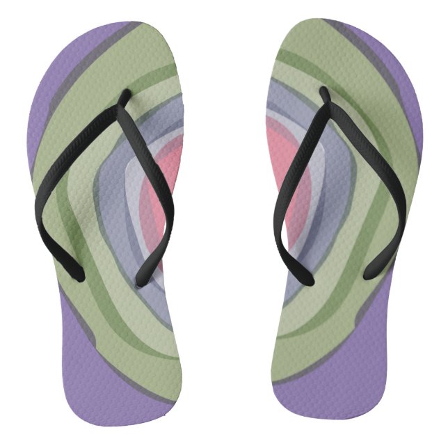 Niedlich Modernes Lila Rosa Abstrakt Flip Flops (Fußbett)