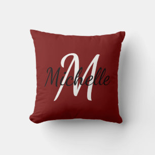 Niedlich Modernes Minimales Rot-Weiß-Monogramm Kissen