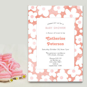 Niedlich Modernes Retro Rosa Daisy Floral Einladung