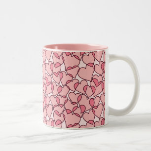 Niedlich Modernes rosa Herzmuster Zweifarbige Tasse