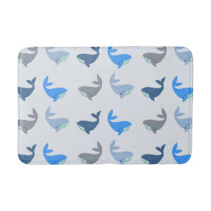 Niedlich Modernes Whale Illustriertes Muster Blau Badematte