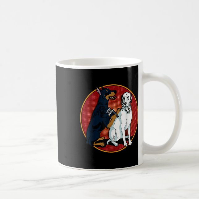 Niedlich modischer Doberman Tattooing Dalmatiner H Kaffeetasse (Rechts)