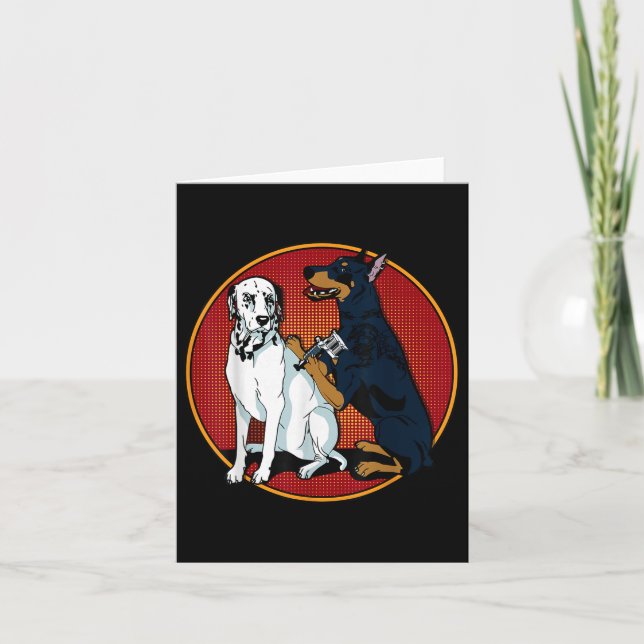 Niedlich modischer Doberman Tattooing Dalmatiner H Karte (Vorderseite)