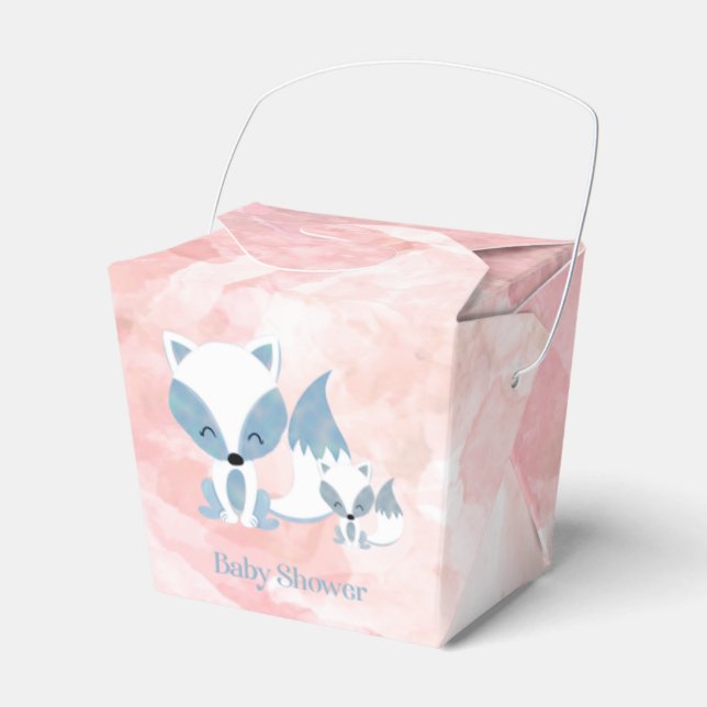 Niedlich Momma Fox und Baby Fox Babydusche Geschenkschachtel (Vorderseite)