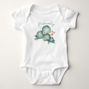 Niedlich Mommy Baby Sea Turtle Green personalisier Strampler