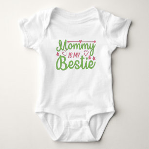 Niedlich Mommy ist mein Bestie Quote Pink Green Ba Baby Strampler