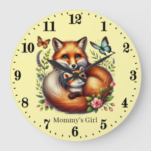 Niedlich Mommy's Girl-Fuchs geben den Namen Große Wanduhr