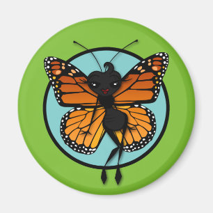 NIEDLICH MONARCH BUTTERFLY LADY ROUND MAGNET