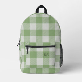 Niedlich Monogram Initials Green Gingham Buffalo K Bedruckter Rucksack