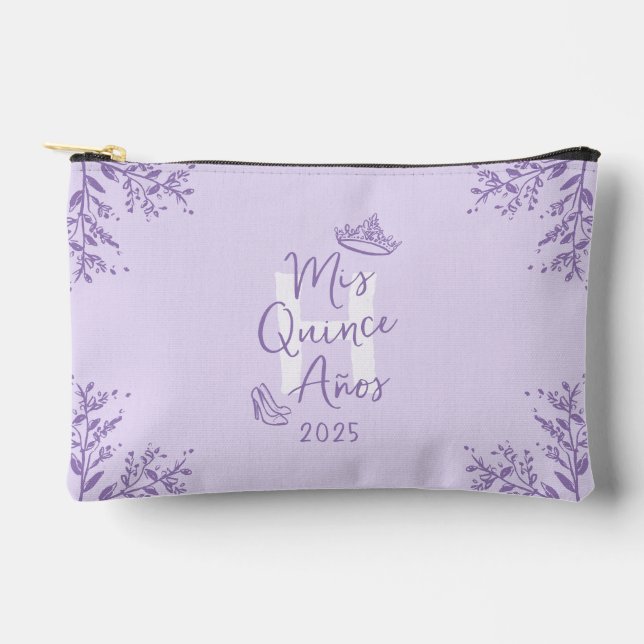 Niedlich Monogram Lavender Mis Quince Anos Zubehörtasche (Vorderseite)