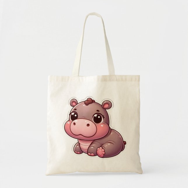 Niedlich Moo Deng Baby Hippo Tragetasche (Vorne)