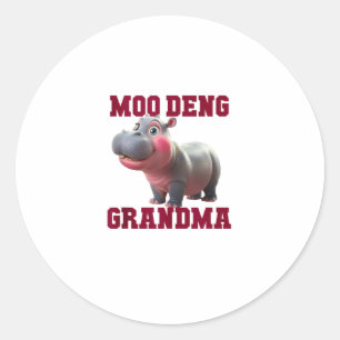 Niedlich MOO DENG GRANDMA Baby Hippo Granny Teache Runder Aufkleber