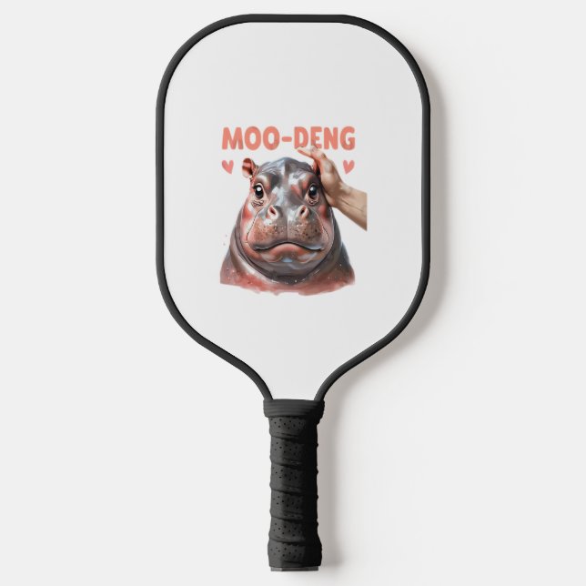 Niedlich Moo Deng T - Shirt Pickleball Schläger (Vorderseite)
