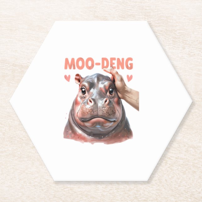 Niedlich Moo Deng T - Shirt Untersetzer (Vorderseite)