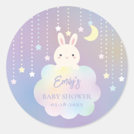 Niedlich Moon and Stars Bunny Girl Baby Dusche Runder Aufkleber