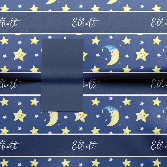 Niedlich Moon and Stars Muster Blue Baby Dusche Seidenpapier (Von Creator hochgeladen)