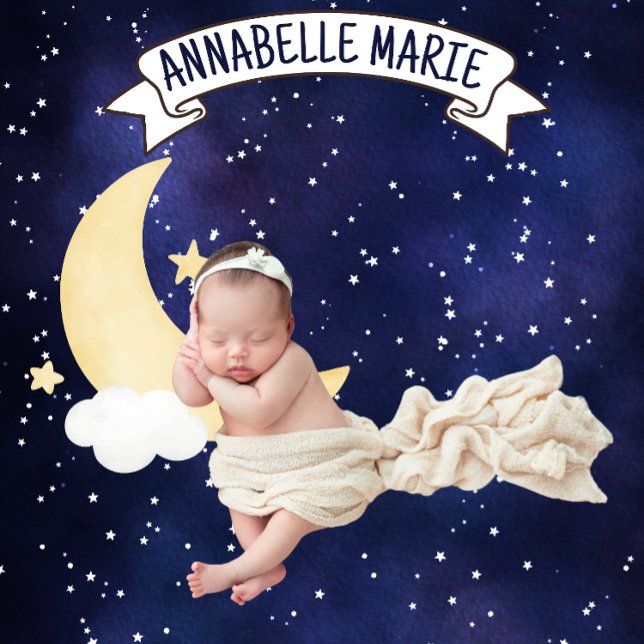 Niedlich Moon in Night Sky Baby Milestone Fleecedecke (Von Creator hochgeladen)