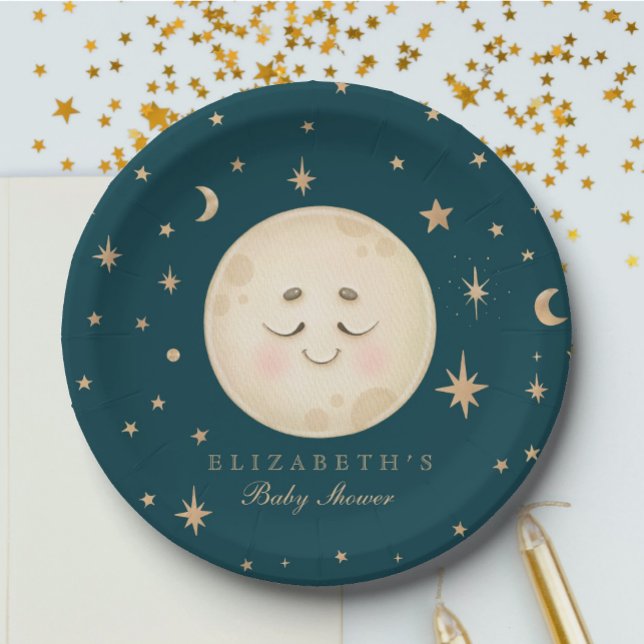Niedlich Moon und Star Navy Babydusche Pappteller (Von Creator hochgeladen)