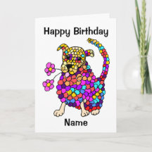 Niedlich Mosaik Hund Funny Cartoon Geburtstag