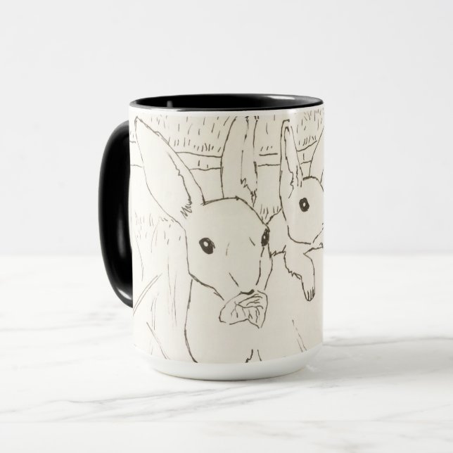 Niedlich Mother Baby Bunny Rabbits Tasse (Vorderseite Links)