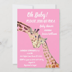 Niedlich Mother Baby Giraffe Safari Boho Animals Einladung