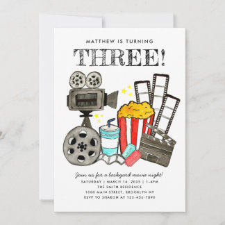 Niedlich Movie Night Cinema Party Kindergeburtstag Einladung