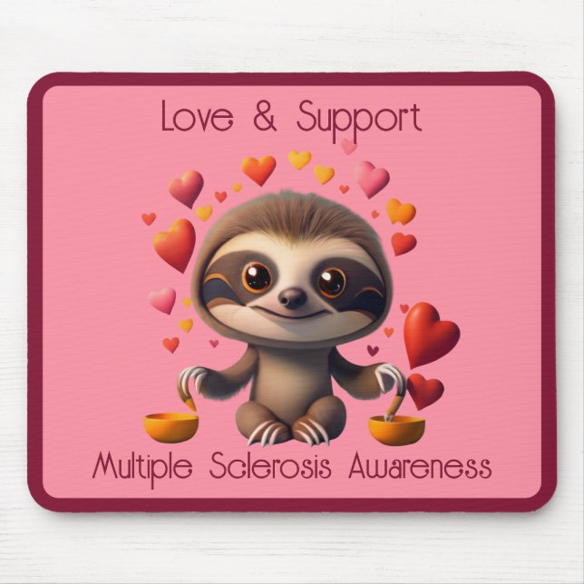 Niedlich MS Baby Sloth umgeben von ♥️ Mousepad (Vorne)