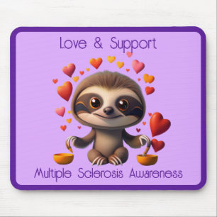 Niedlich MS Baby Sloth umgeben von ♥️ Mousepad