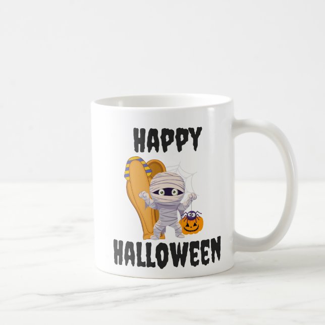 Niedlich Mummy HAPPY HALLOWEEN Kaffeetasse (Rechts)