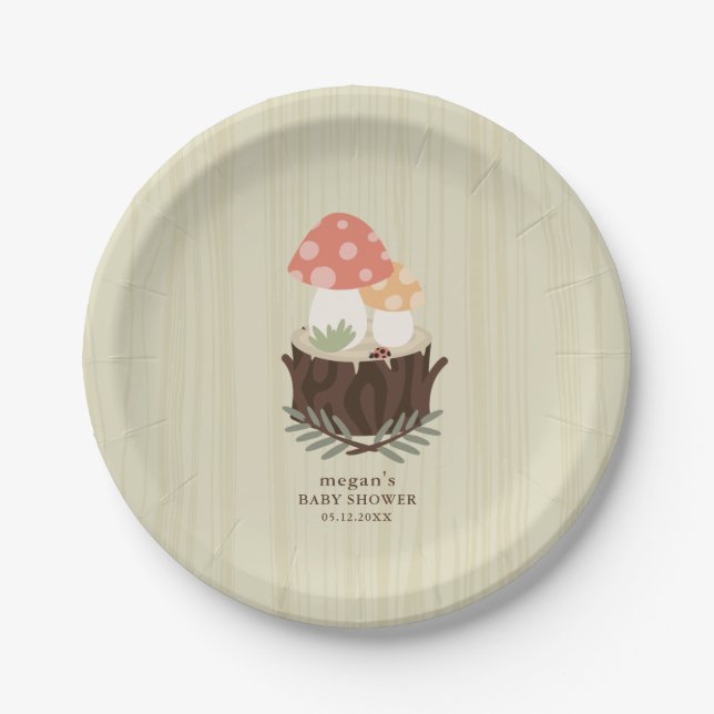 Niedlich Mushroom Baby Dusche Napkin Pappteller (Vorderseite)