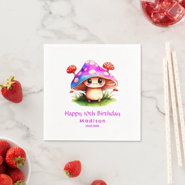 Niedlich Mushroom Geburtstag Serviette (Beispiel)