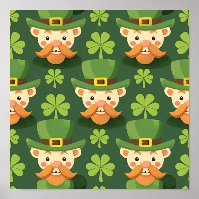 Niedlich Mustache Leprechaun Poster (Vorne)