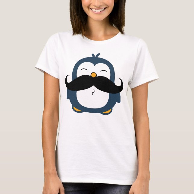 Niedlich Mustache Penguin T-Shirt (Vorderseite)