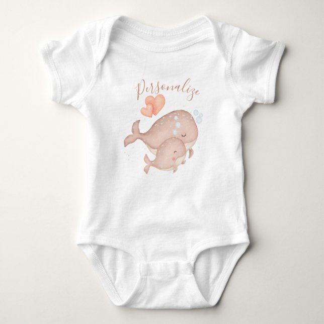 Niedlich Mütterwale Liebe Herz Personalisiert Baby Strampler (Vorderseite)