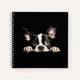 Niedlich nachdenklicher Boston Terrier Puppy Notizbuch