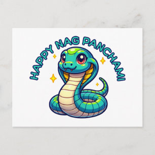 Niedlich Naga Panchami Blue Cobra Postkarte