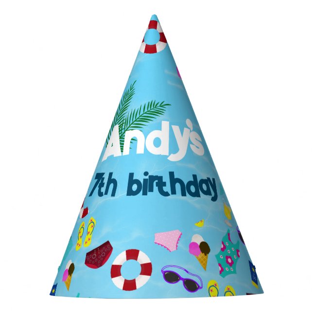 Niedlich Name Pool Geburtstagspartei Partyhütchen (Vorderseite)
