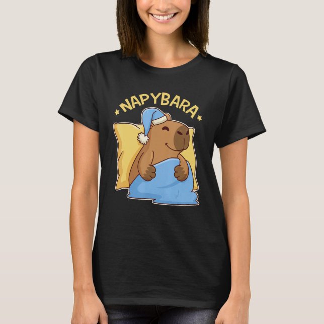 Niedlich Napping Capybara Pajama Nappybara T-Shirt (Vorderseite)