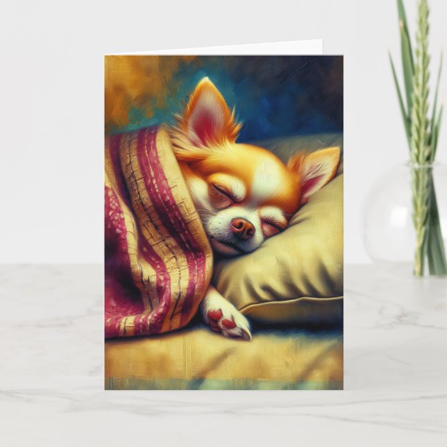 Niedlich Napping Chihuahua Blank Karte (Vorderseite)